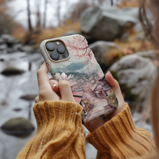Vintage Japanese Village Phone Case – Tranquil Tradition with Everyday Protection