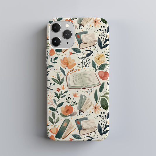 Books & Floral Phone Case – Literary Elegance with Everyday Protection