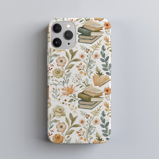 Books & Floral Phone Case – Literary Elegance with Everyday Protection