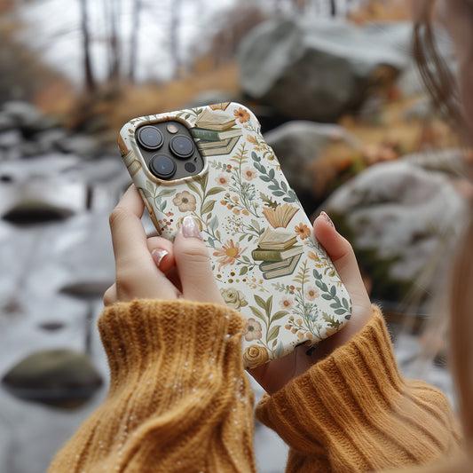 Books & Floral Phone Case – Literary Elegance with Everyday Protection