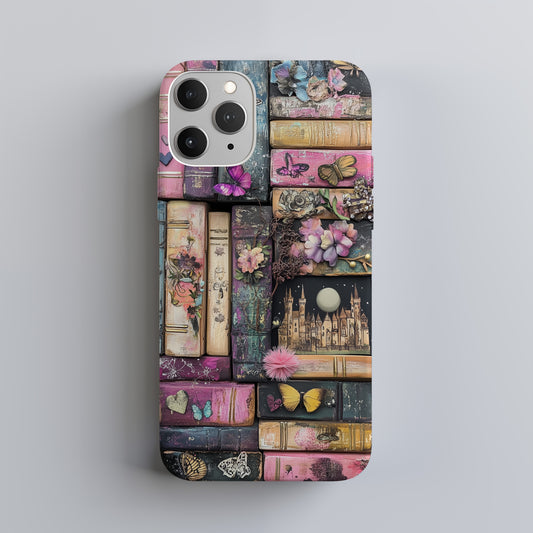 Whimsical Wooden Books Phone Case – Enchanting Literature with Everyday Protection
