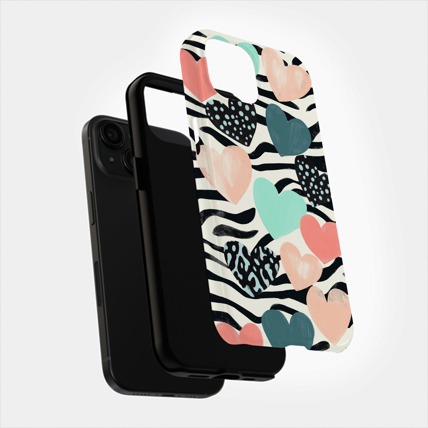 Zebra Hearts Phone Case – Bold Patterns with Everyday Protection