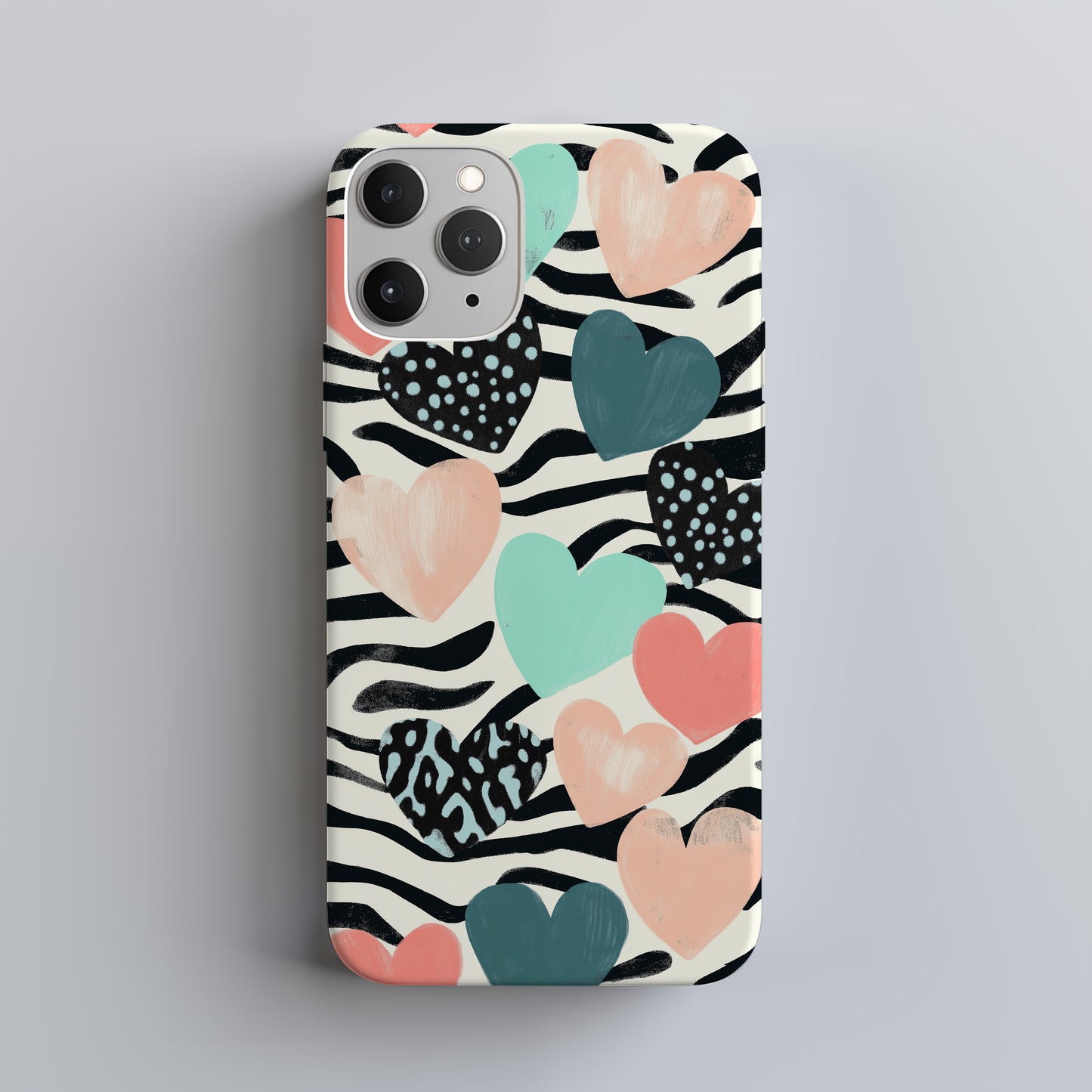 Zebra Hearts Phone Case – Bold Patterns with Everyday Protection