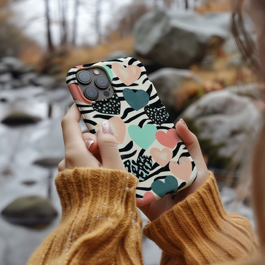 Zebra Hearts Phone Case – Bold Patterns with Everyday Protection