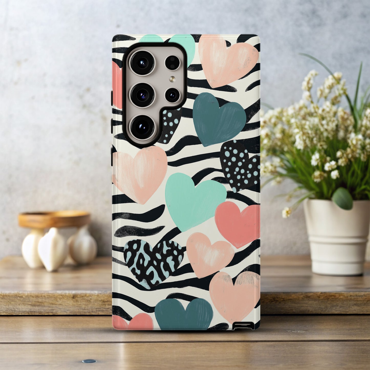 Zebra Hearts Phone Case – Bold Patterns with Everyday Protection