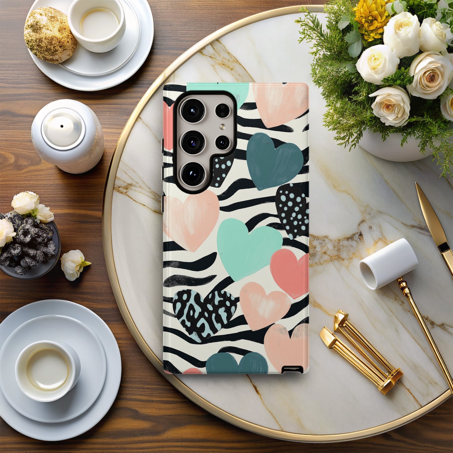 Zebra Hearts Phone Case – Bold Patterns with Everyday Protection