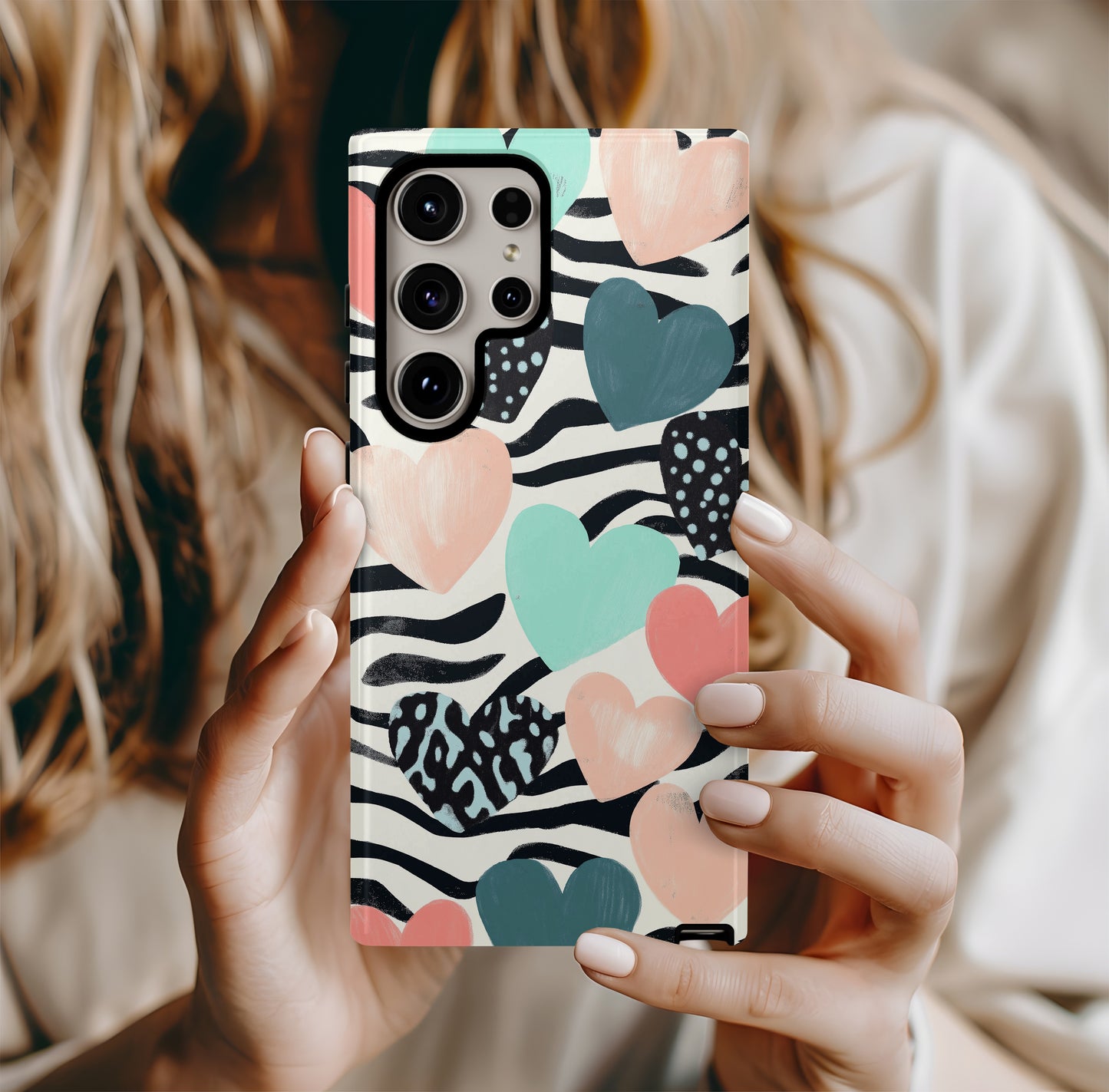 Zebra Hearts Phone Case – Bold Patterns with Everyday Protection