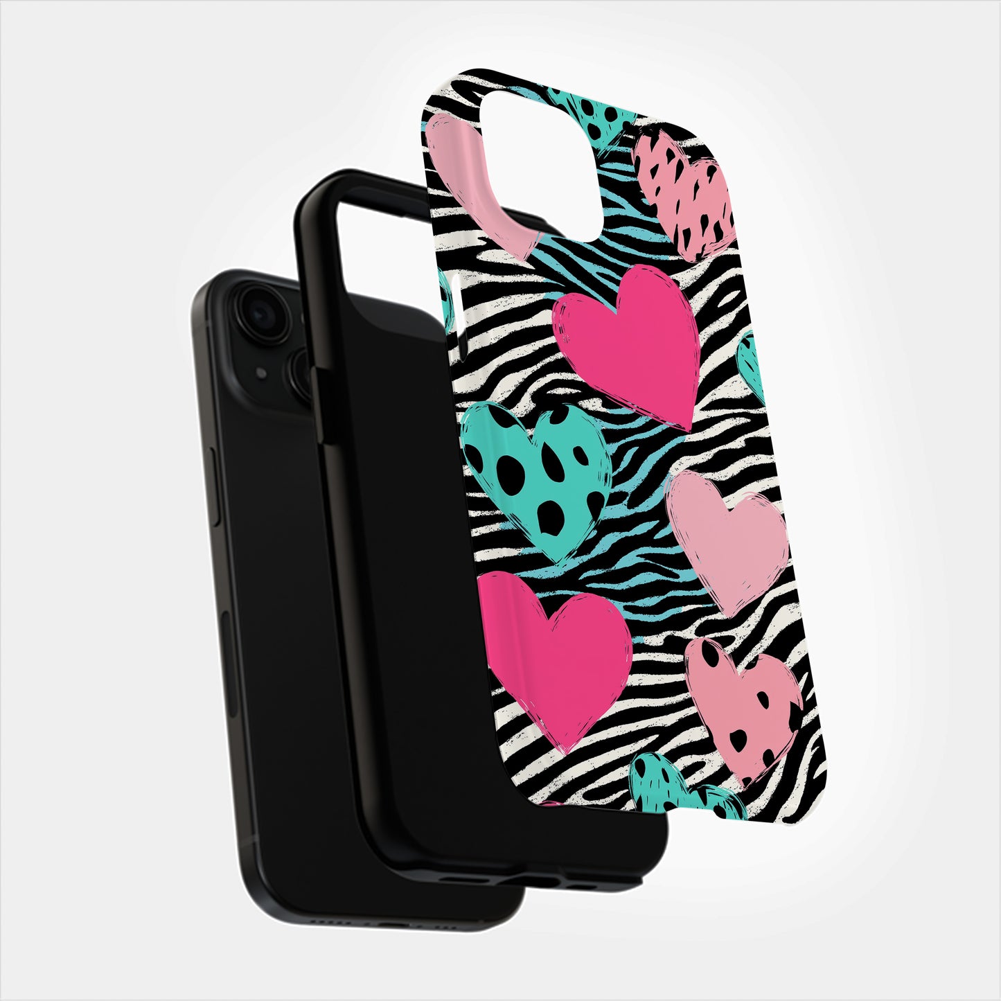 Zebra Hearts Phone Case – Bold Patterns with Everyday Protection