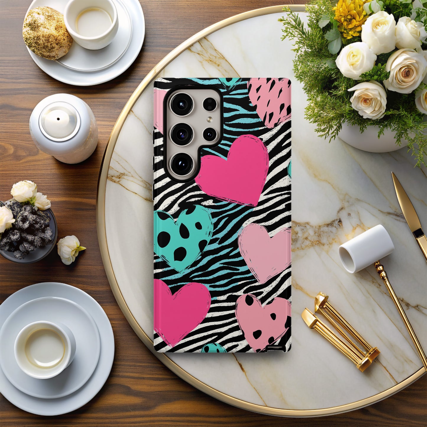 Zebra Hearts Phone Case – Bold Patterns with Everyday Protection