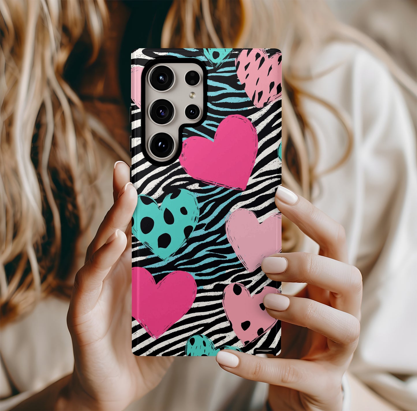 Zebra Hearts Phone Case – Bold Patterns with Everyday Protection