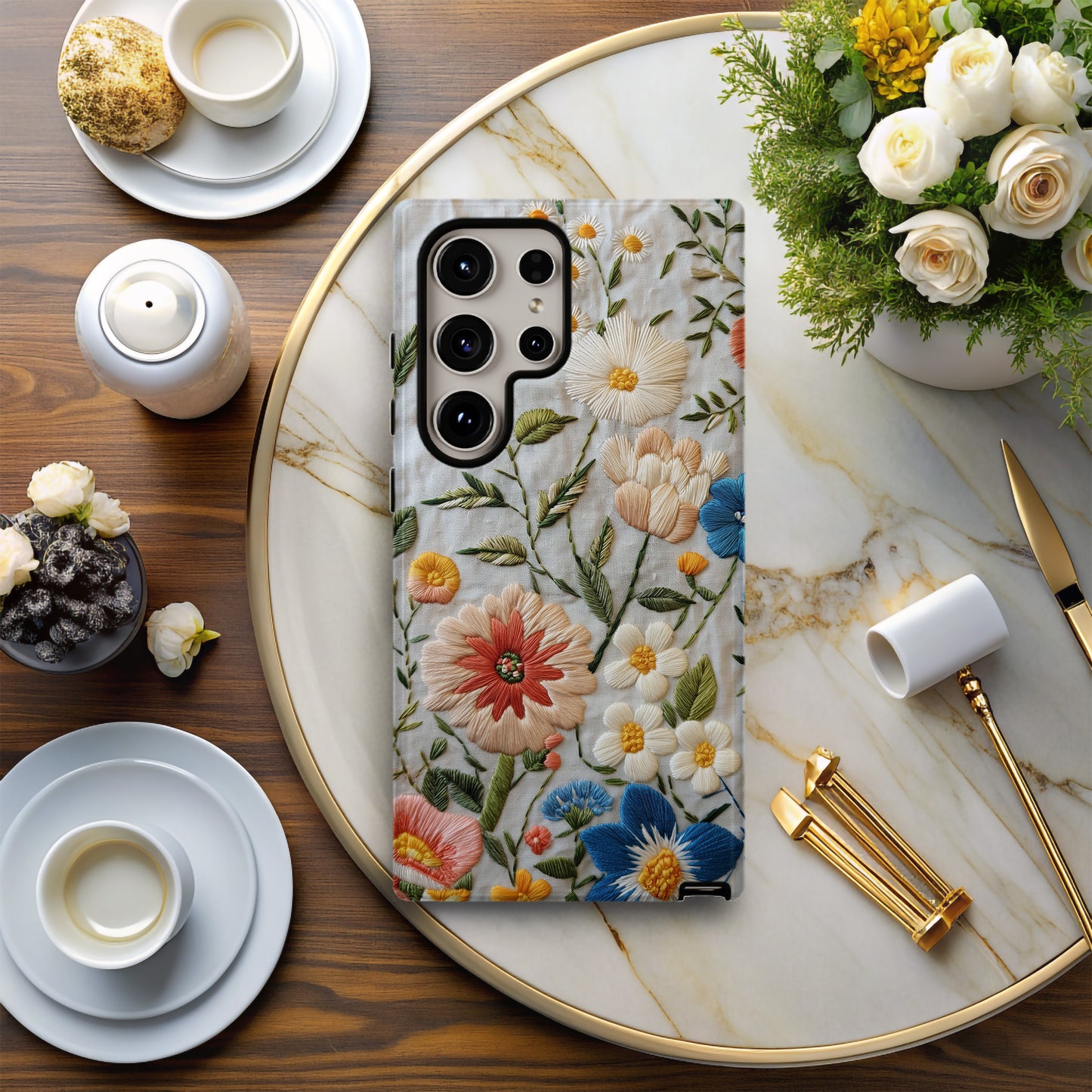 Embroidered Wildflower Phone Case – Nature’s Beauty with Everyday Protection