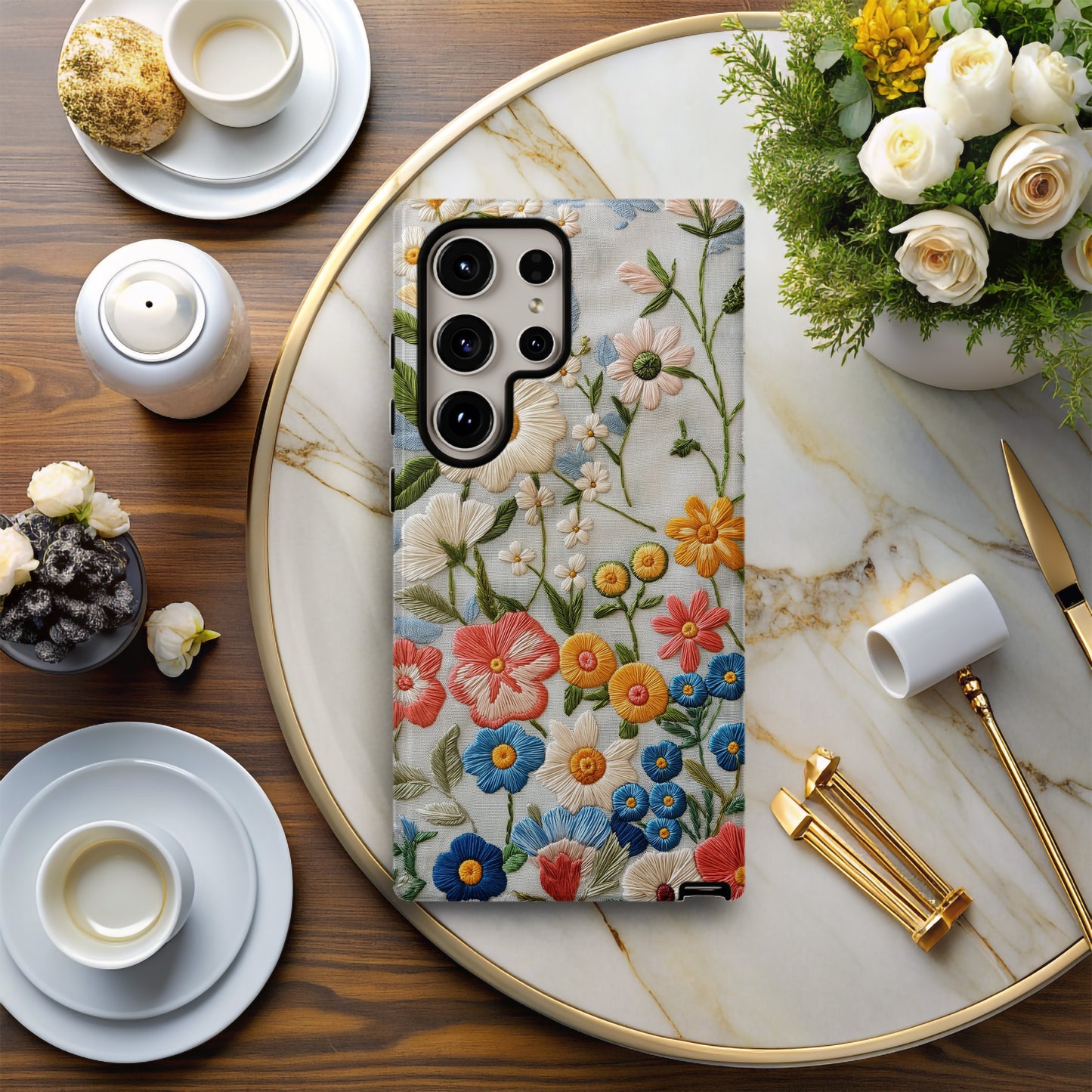 Embroidered Wildflower Phone Case – Nature’s Beauty with Everyday Protection