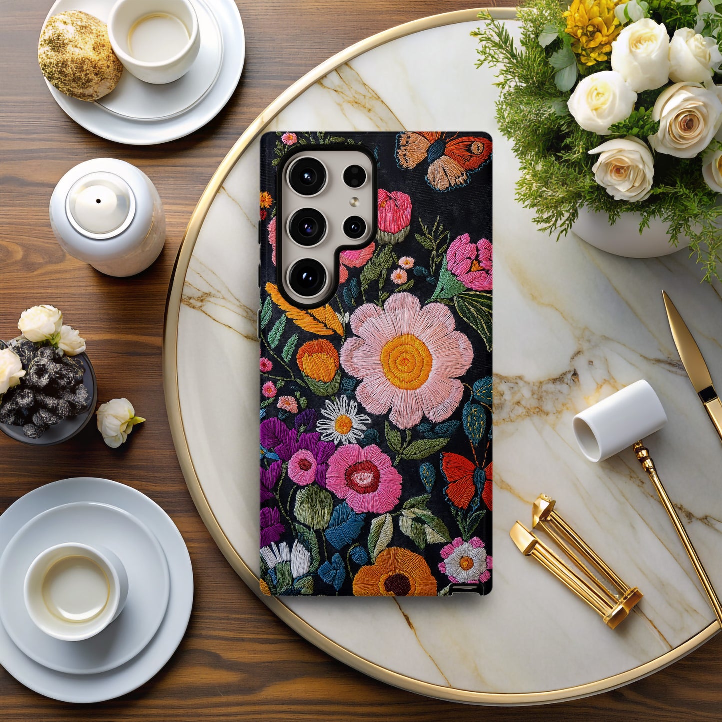 Embroidered Wildflower Phone Case – Nature’s Beauty with Everyday Protection