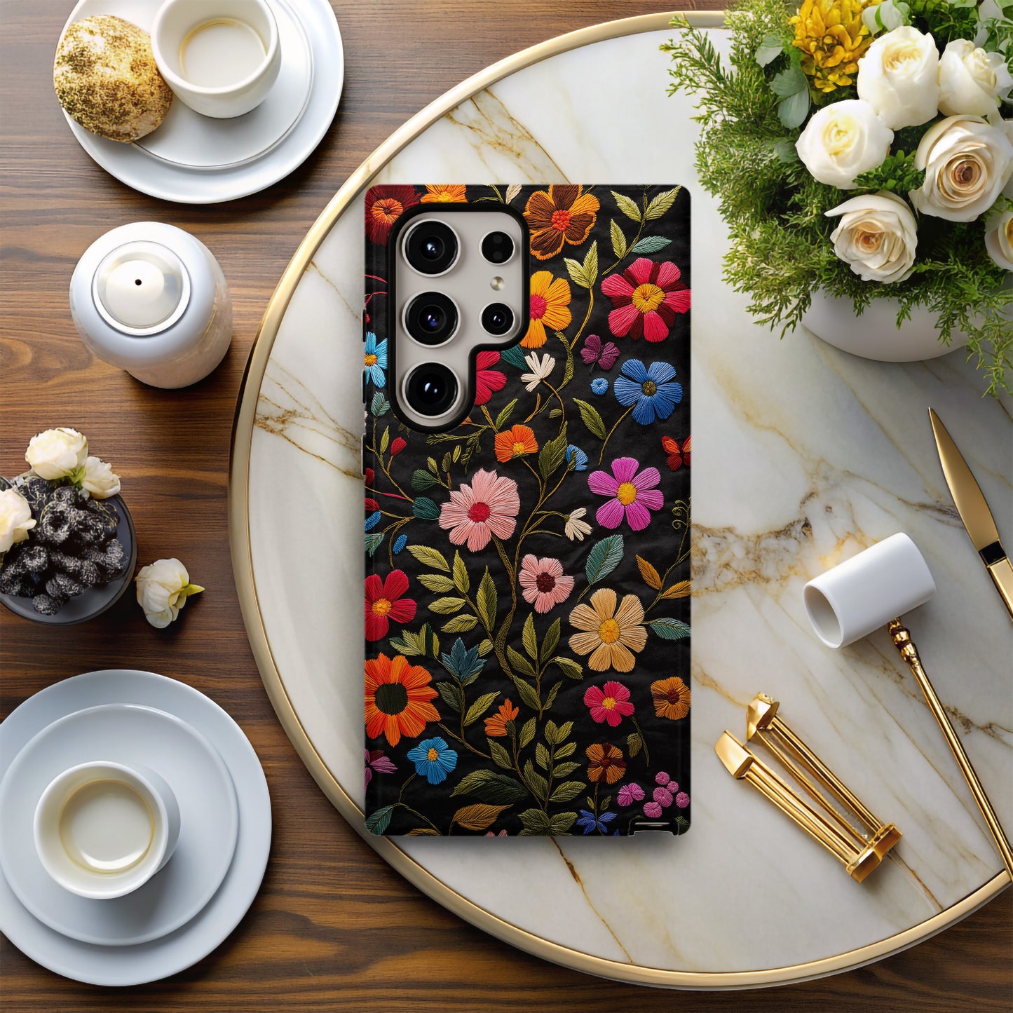 Embroidered Wildflower Phone Case – Nature’s Beauty with Everyday Protection