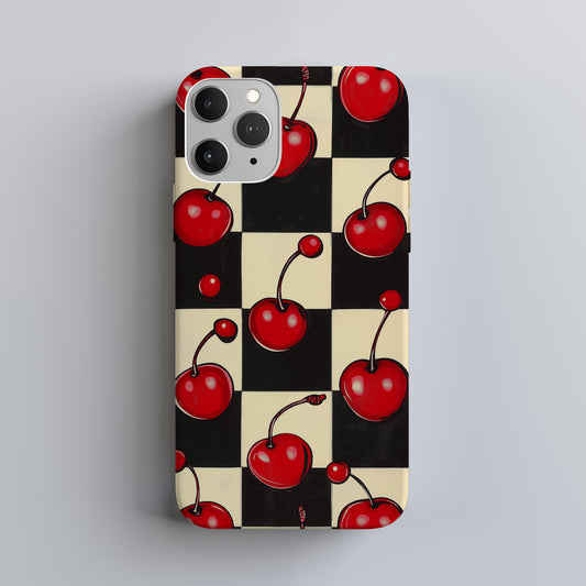 Cherry Checkered Phone Case – Retro Sweetness with Everyday Protection