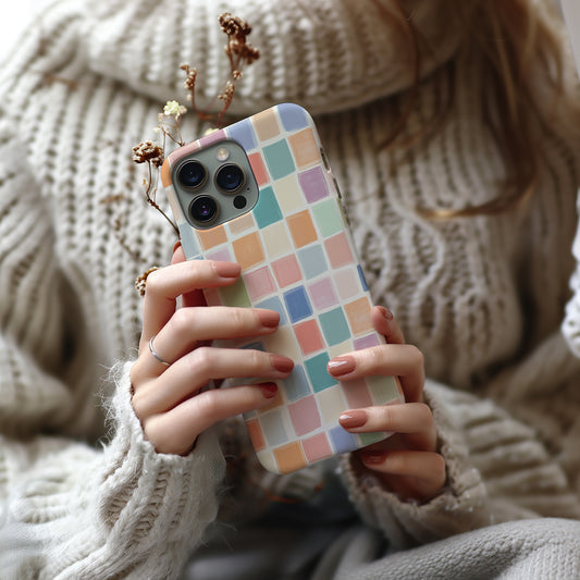 Rainbow Checkered Phone Case – Bold & Vibrant with Everyday Protection
