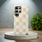 Tan Checkers Phone Case – Subtle Retro Style with Everyday Protection