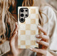 Tan Checkers Phone Case – Subtle Retro Style with Everyday Protection