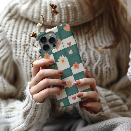 Checkerboard Charm Phone Case – Classic Meets Playful with Everyday Protection