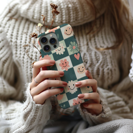 Groovy Love Checks Phone Case – Retro Romance with Everyday Protection
