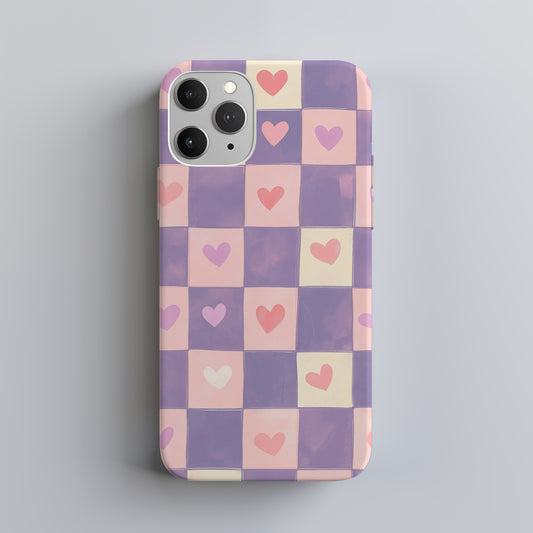 Checkered Love Phone Case – Bold Pattern, Sweet Heart with Everyday Protection
