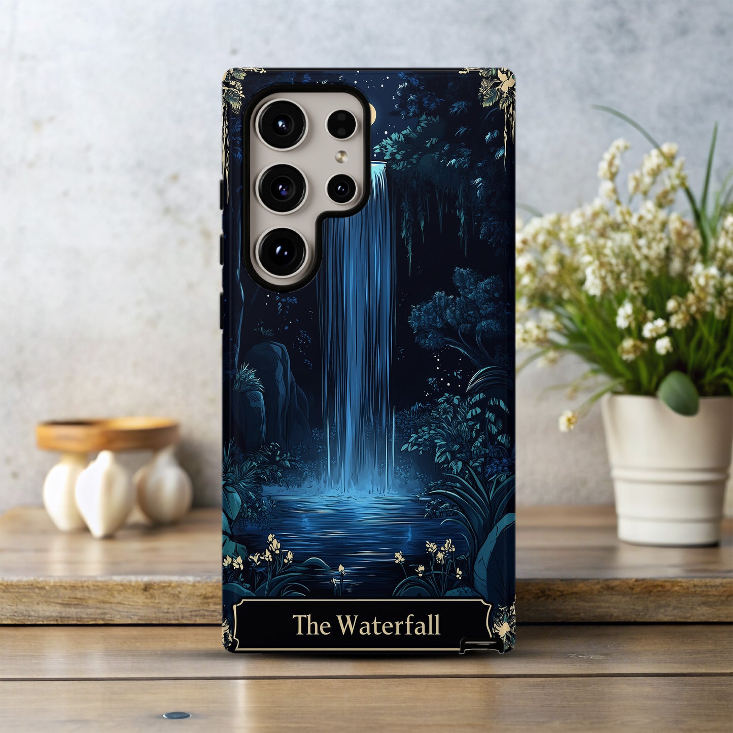 Serenity Falls Tarot Phone Case – Flowing Peace & Sacred Insight with Everyday Protection
