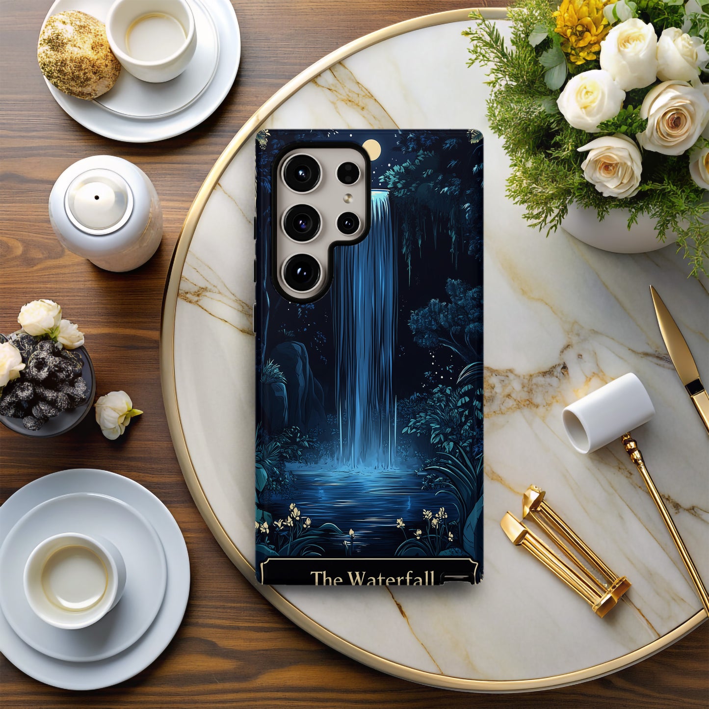 Serenity Falls Tarot Phone Case – Flowing Peace & Sacred Insight with Everyday Protection