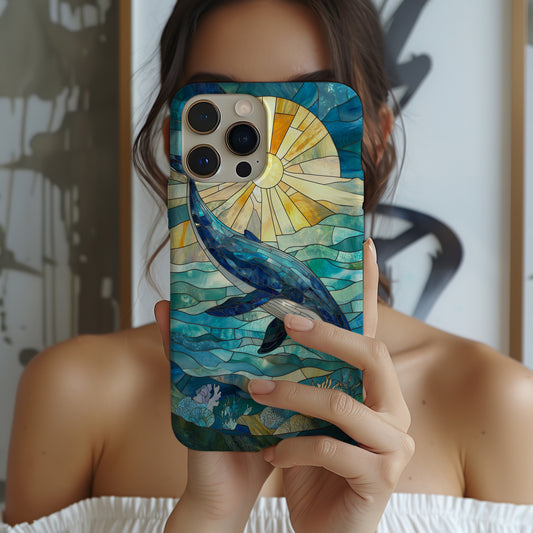 WhaleSong Stained Glass Phone Case – Ocean Majesty in Artful Harmony with Everyday Protection
