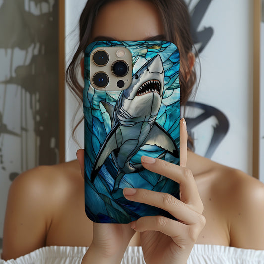Stained Jaws Phone Case – Ocean Apex Meets Stained Glass Style with Everyday Protection
