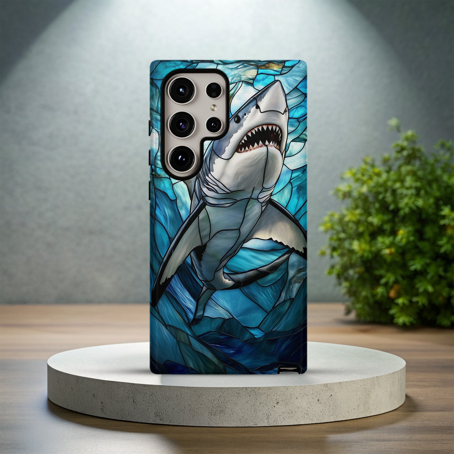 Stained Jaws Phone Case – Ocean Apex Meets Stained Glass Style with Everyday Protection