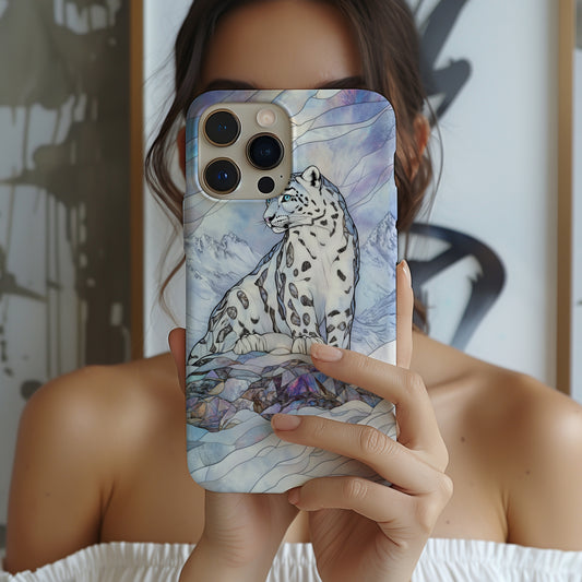 Shards of the Snowcat Phone Case – Arctic Majesty Meets Stained Glass Power with Everyday Protection