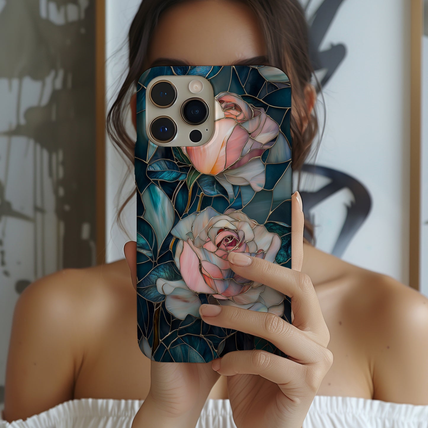 Roselight Mosaics Phone Case – Blooming Beauty in Stained Glass with Everyday Protection
