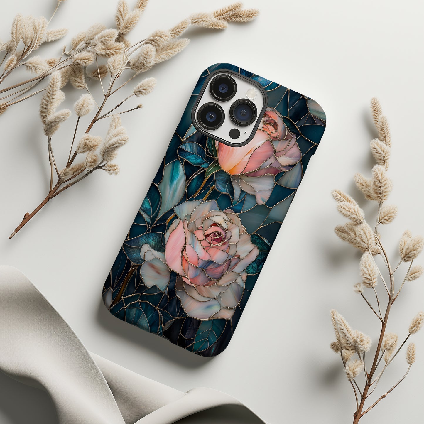 Roselight Mosaics Phone Case – Blooming Beauty in Stained Glass with Everyday Protection