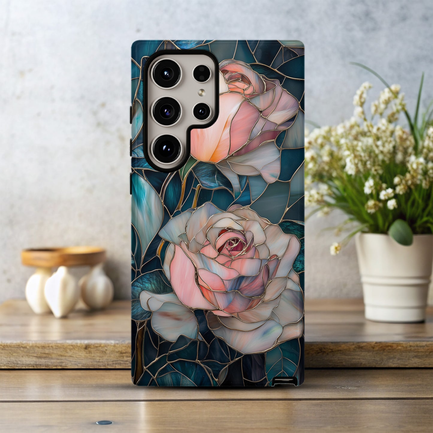 Roselight Mosaics Phone Case – Blooming Beauty in Stained Glass with Everyday Protection