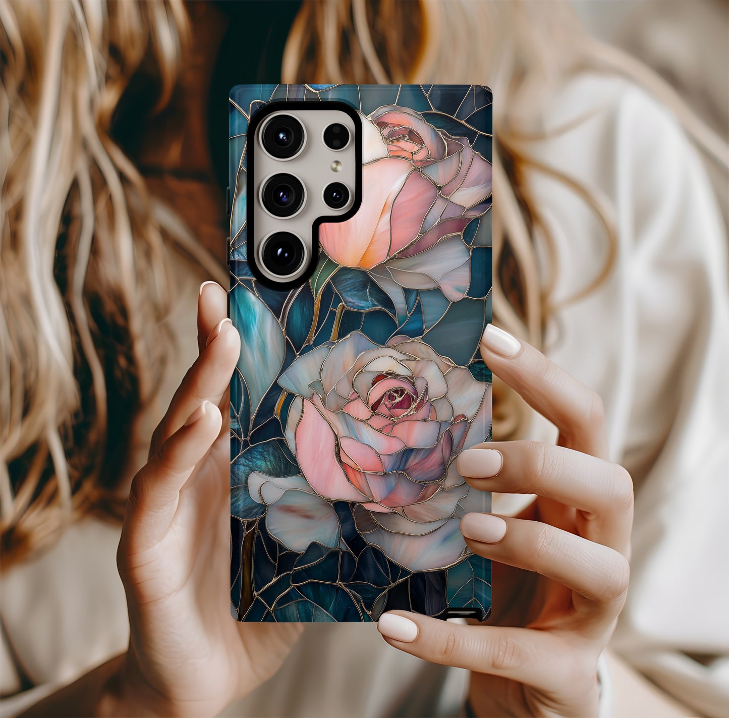 Roselight Mosaics Phone Case – Blooming Beauty in Stained Glass with Everyday Protection