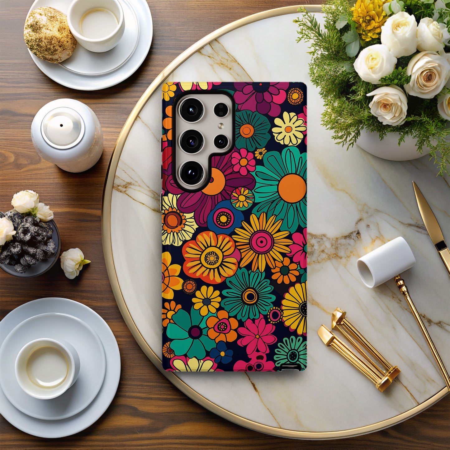 Groovy Bloom Phone Case – Retro Florals with Everyday Protection