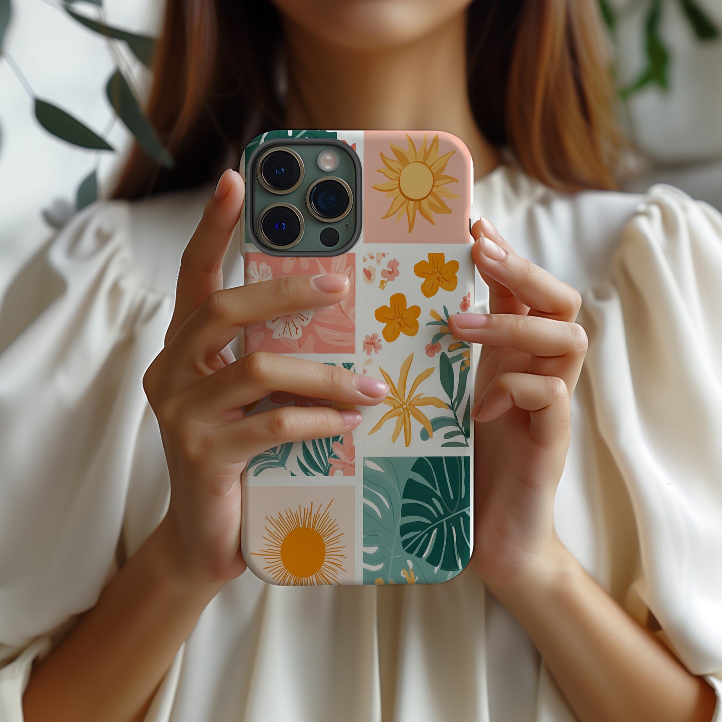 Sunny Squares Phone Case – Retro Sunshine Style with Everyday Protection