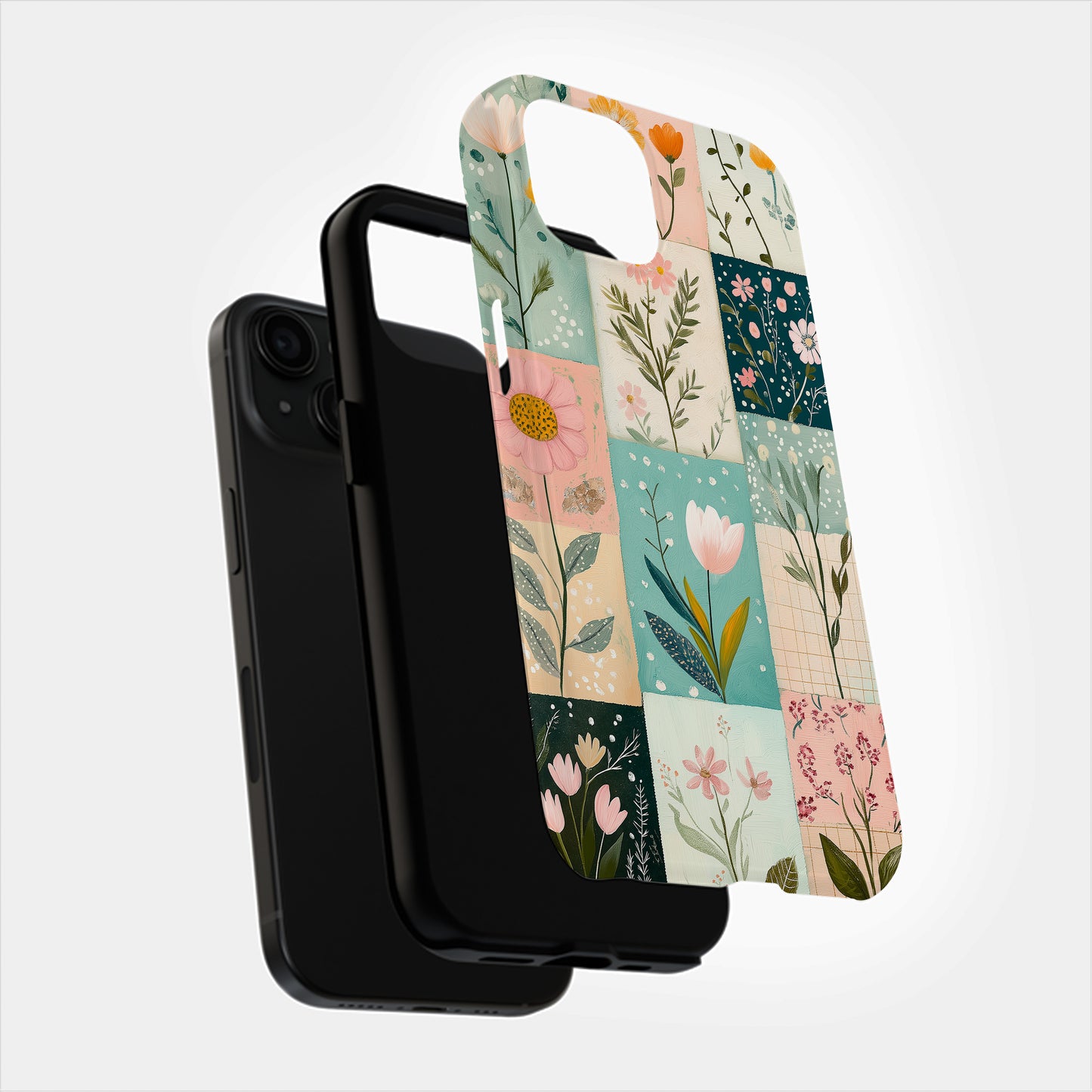 FloraPatch Phone Case – Vintage Floral Quilt Vibes with Everyday Protection
