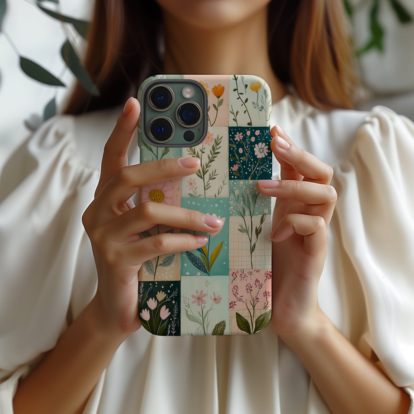 FloraPatch Phone Case – Vintage Floral Quilt Vibes with Everyday Protection