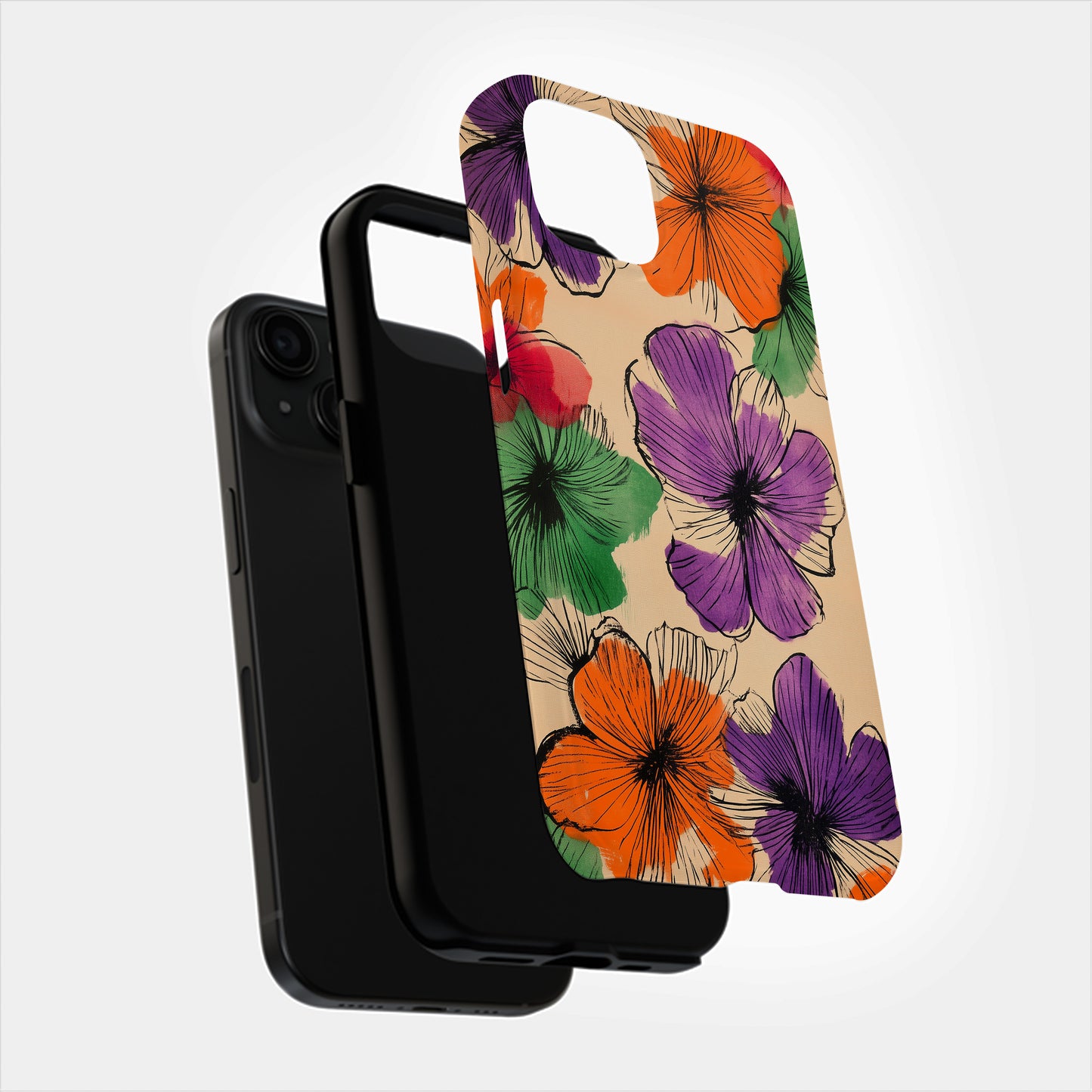 ScribbleBloom Phone Case – Playful Floral Doodles with Everyday Protection