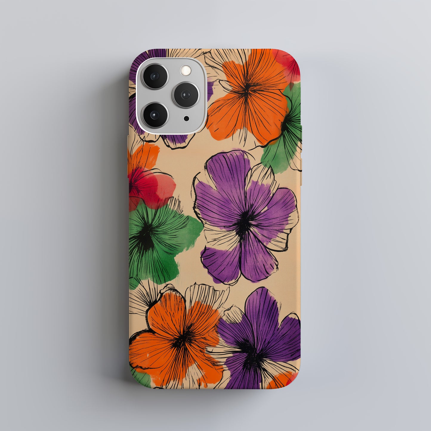 ScribbleBloom Phone Case – Playful Floral Doodles with Everyday Protection