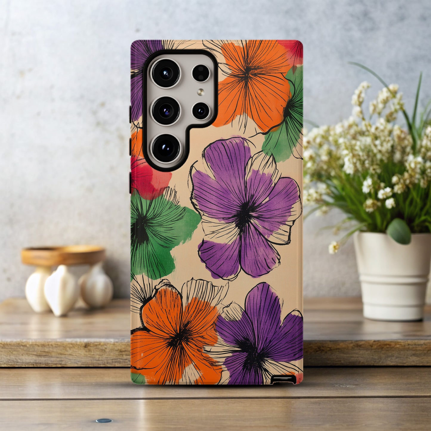 ScribbleBloom Phone Case – Playful Floral Doodles with Everyday Protection