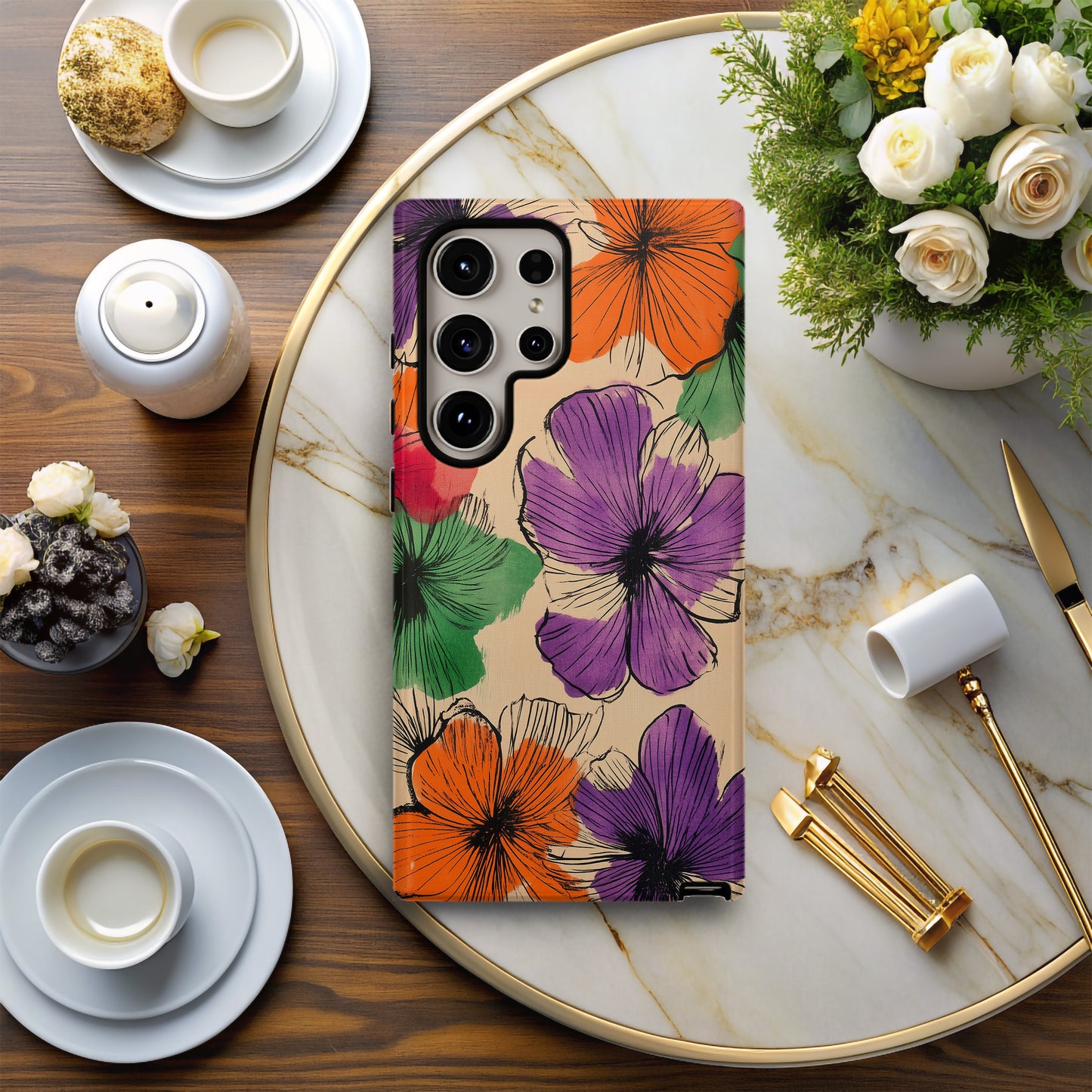 ScribbleBloom Phone Case – Playful Floral Doodles with Everyday Protection