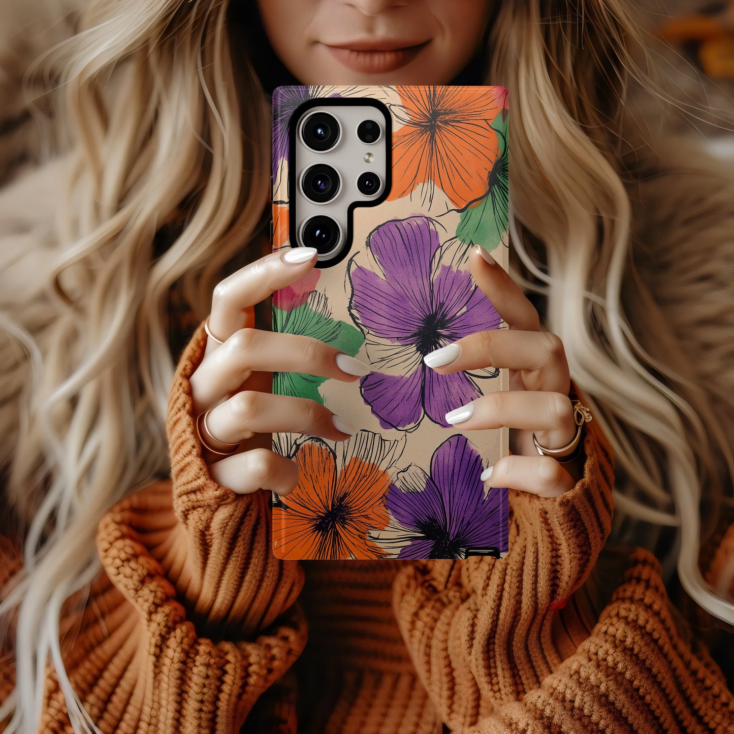 ScribbleBloom Phone Case – Playful Floral Doodles with Everyday Protection