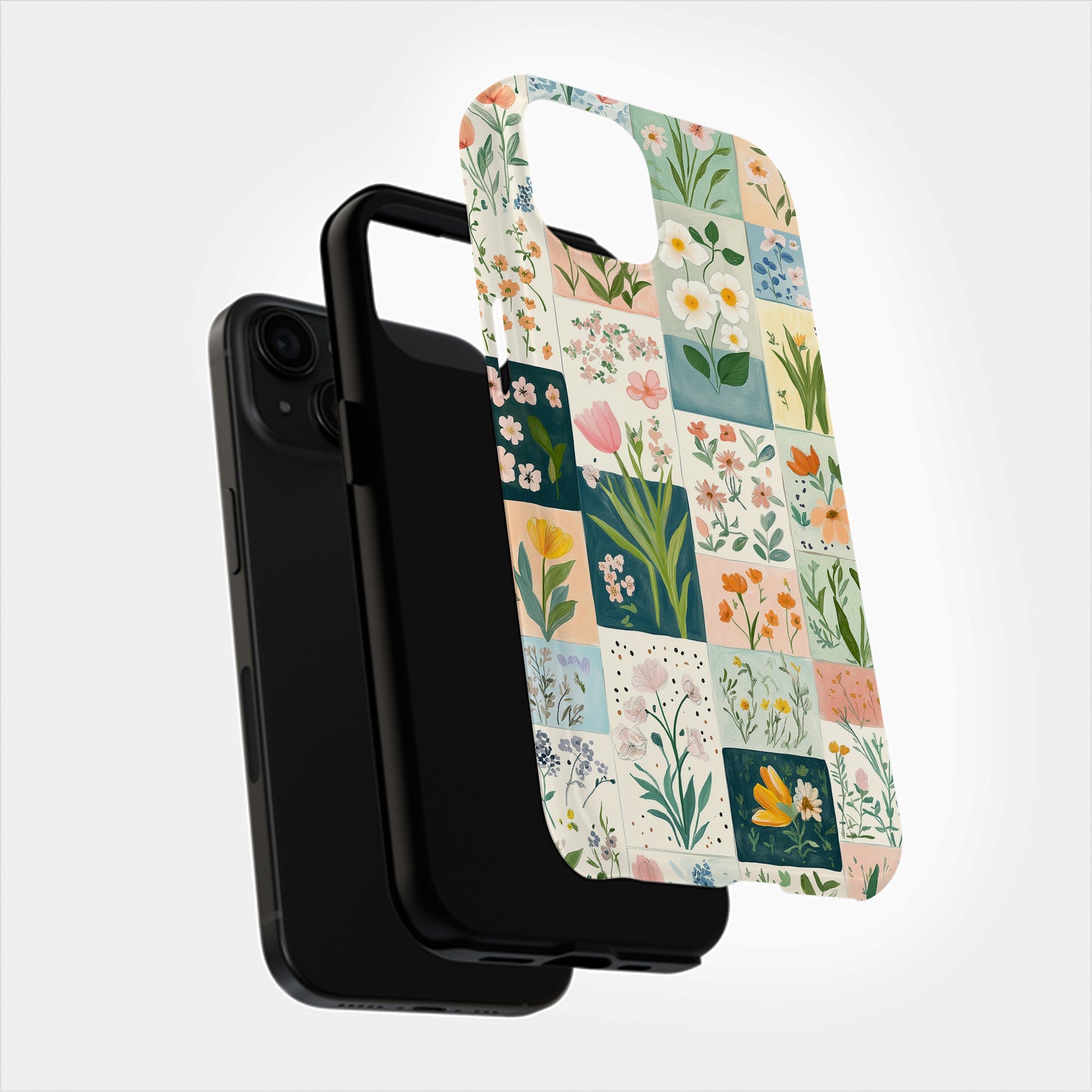 Quilted Blossoms Phone Case – Cozy Patchwork Florals with Everyday Protection