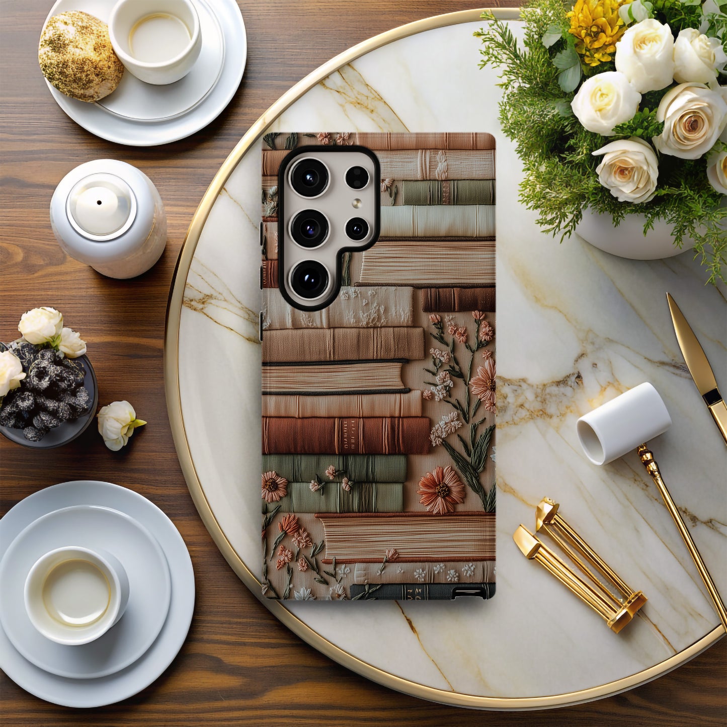 Bloom & Bookcase Phone Case – Literary Florals & Everyday Protection with Storybook Charm