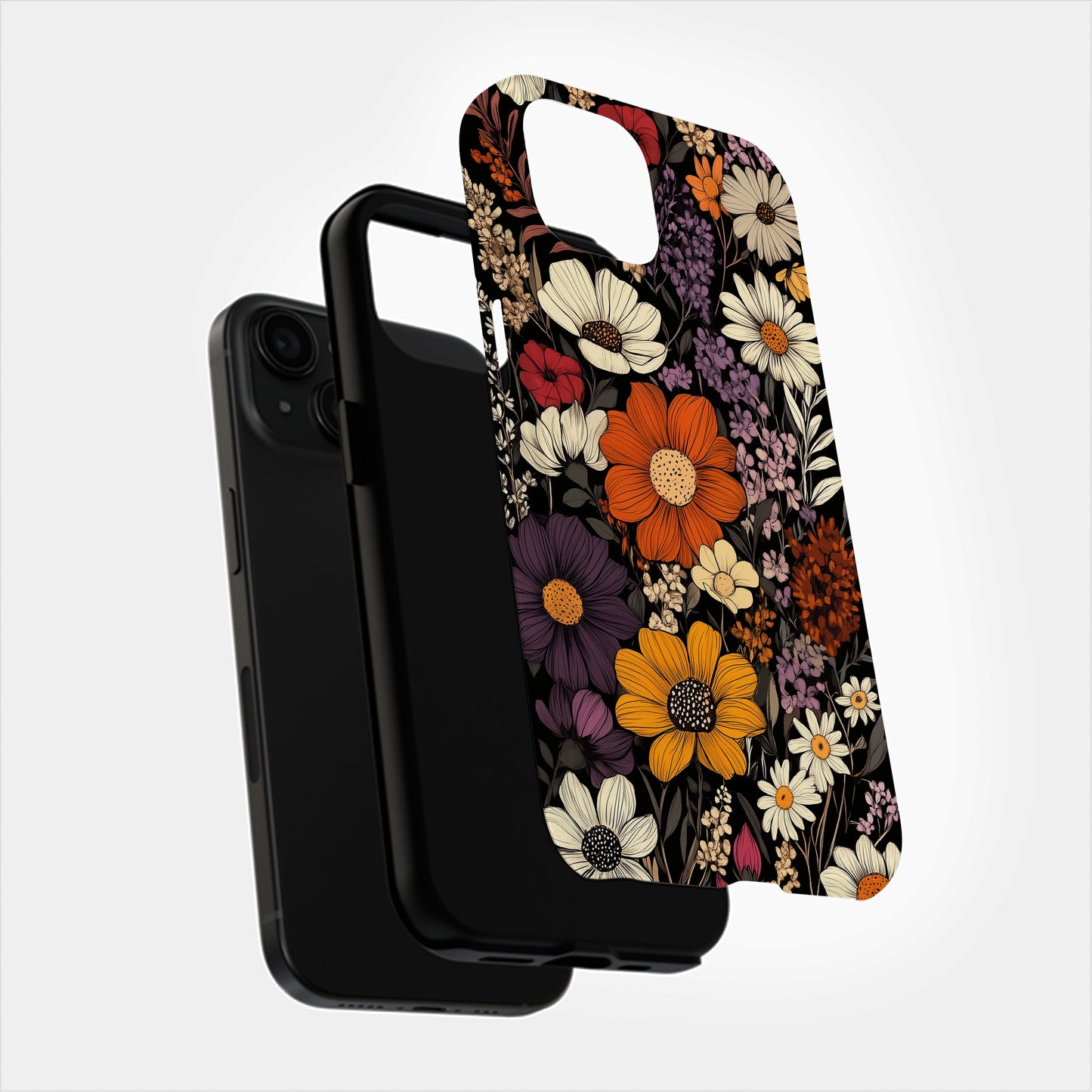 Midnight Garden Glory Phone Case – Bold Botanicals with Vintage Elegance & Everyday Protection