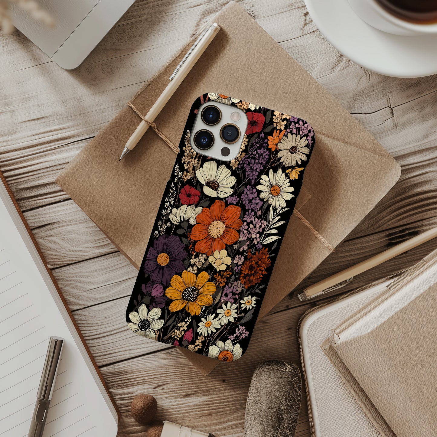 Midnight Garden Glory Phone Case – Bold Botanicals with Vintage Elegance & Everyday Protection