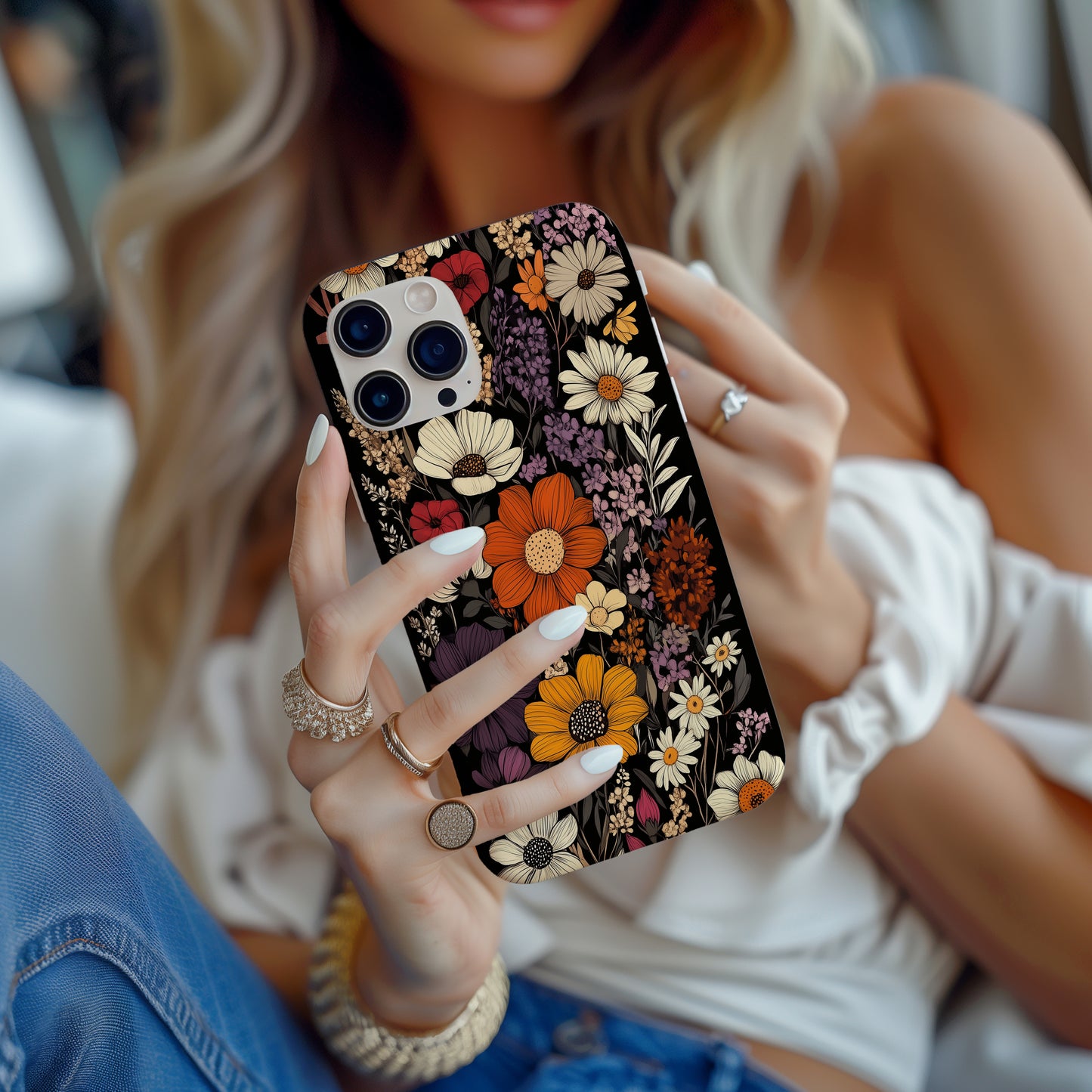 Midnight Garden Glory Phone Case – Bold Botanicals with Vintage Elegance & Everyday Protection