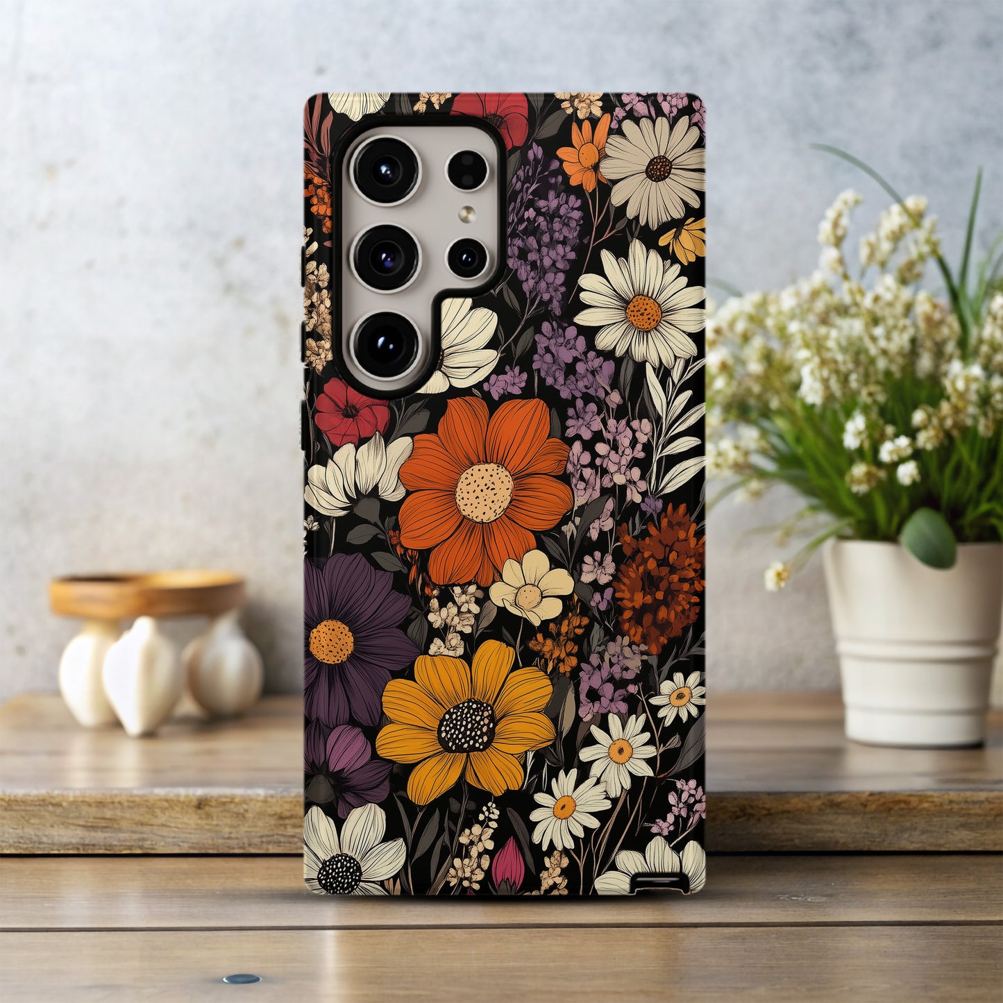 Midnight Garden Glory Phone Case – Bold Botanicals with Vintage Elegance & Everyday Protection